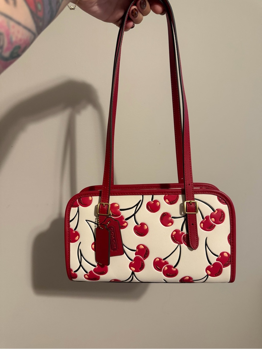 Coach Cherry Print Swing zip full size NWT